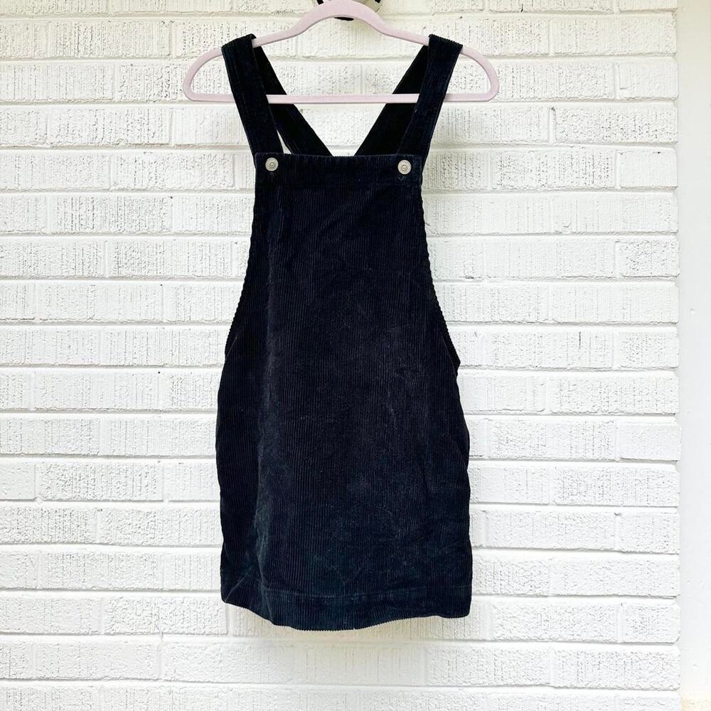 BDG Urban Outfitters Black Corduroy Overall Mini Dress